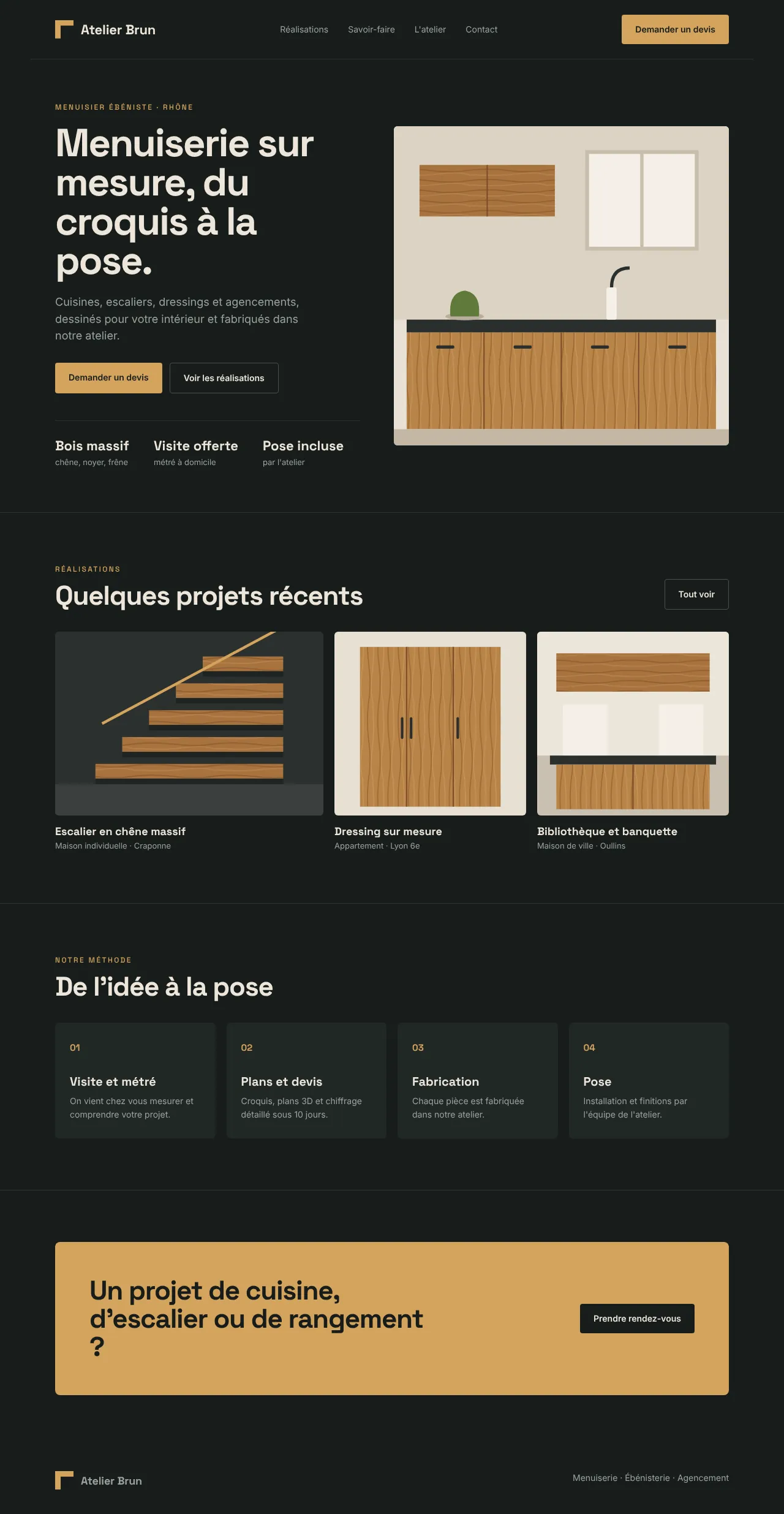 Maquette fictive d'un site de menuiserie
